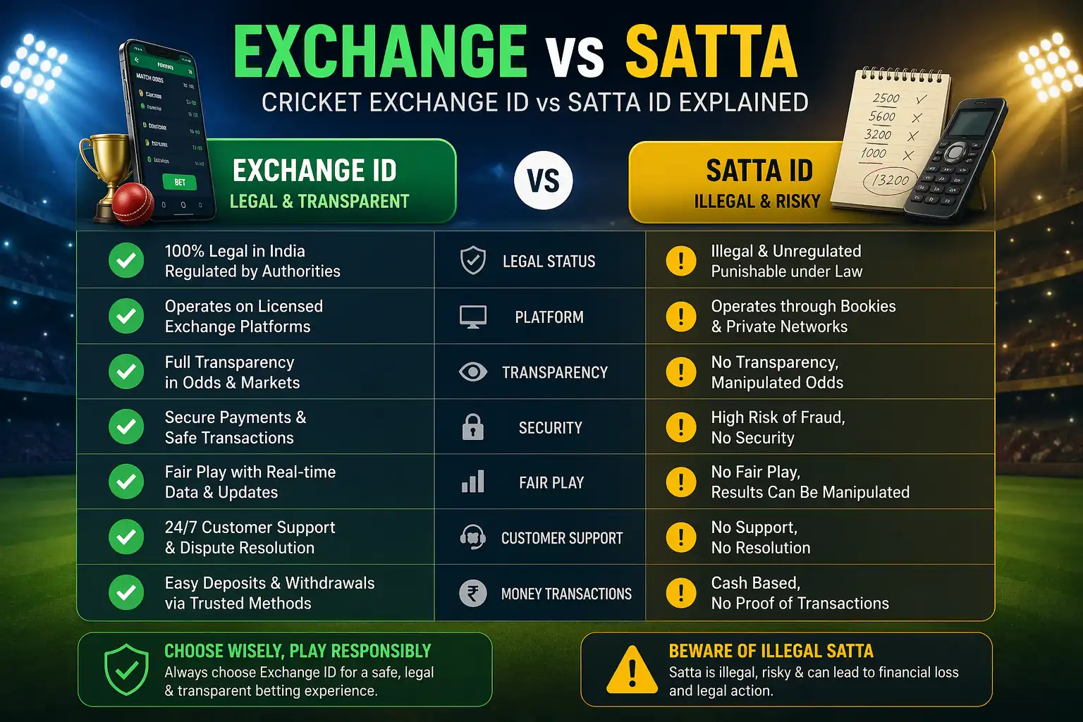 Cricket exchange ID vs cricket satta ID – how each model works for Indian bettors